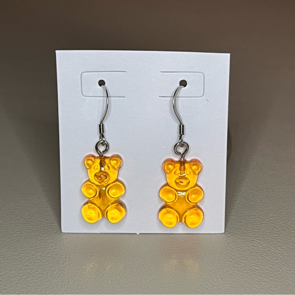 Gummy Bear Charm Earrings - Stainless Steel - Nickel Free
